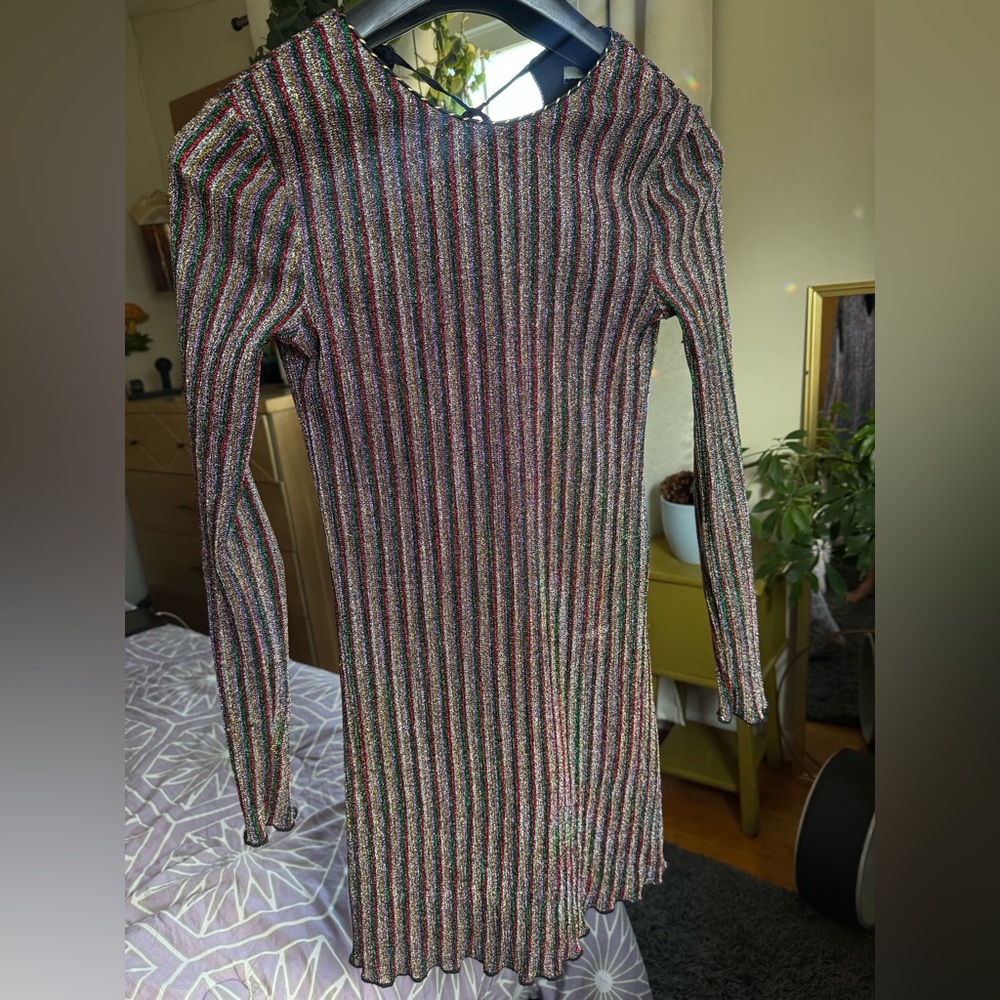 Urban outfitters Kimchi Blue Melody Stripe Shimmer Mini Dress